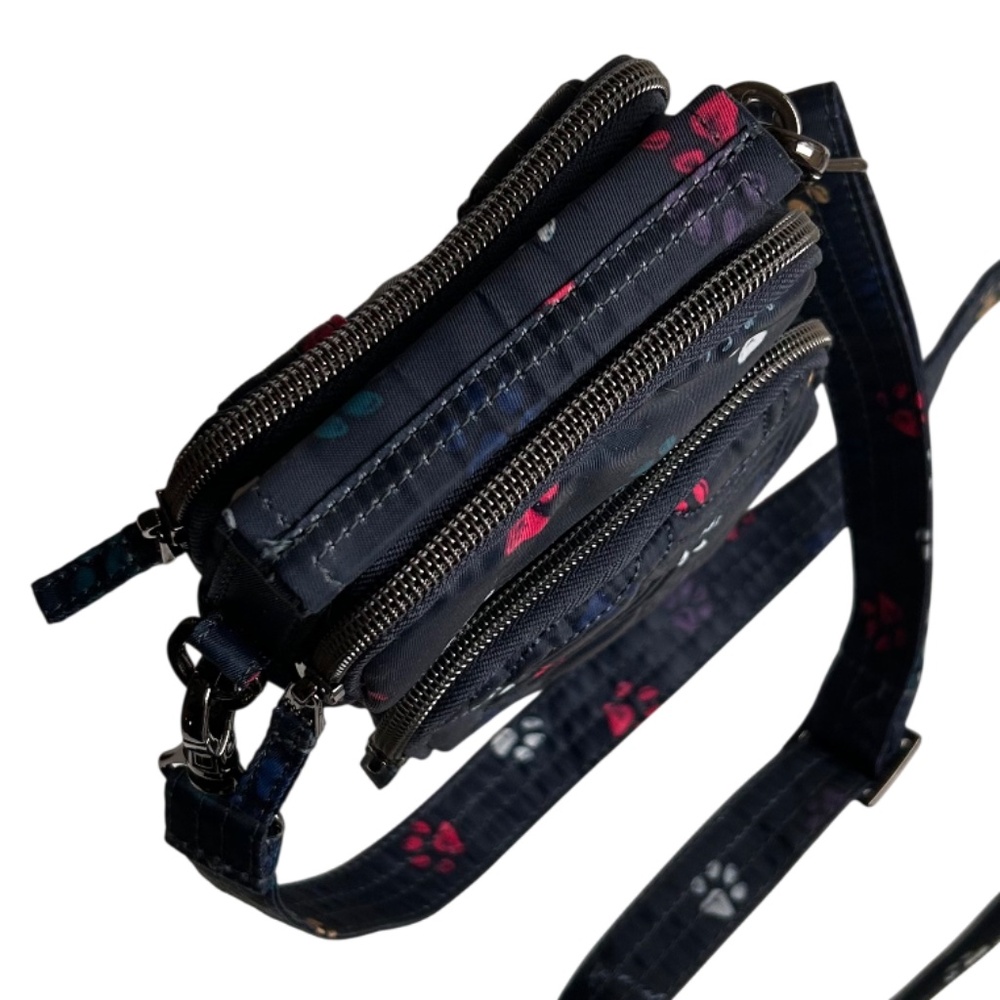 Lug Skeeter Mini Convertible RFID Crossbody Bag Paws Navy Print - Picture 7 of 15